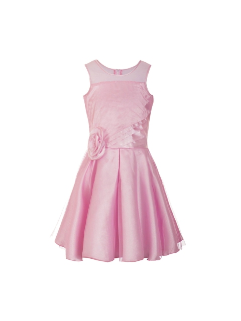 

naughty ninos Girls Pink Solid Fit and Flare Dress