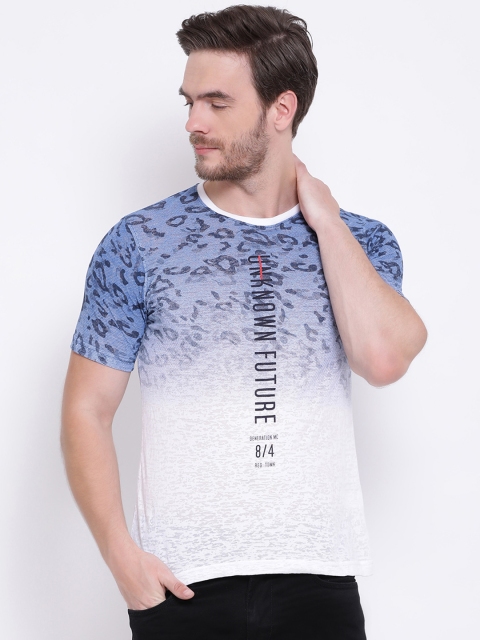 Monte Carlo Men Blue Printed Round Neck T-shirt