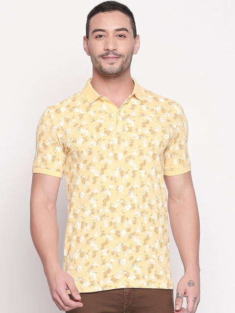 

Mufti Men Yellow White Printed Polo Collar Pure Cotton T-shirt