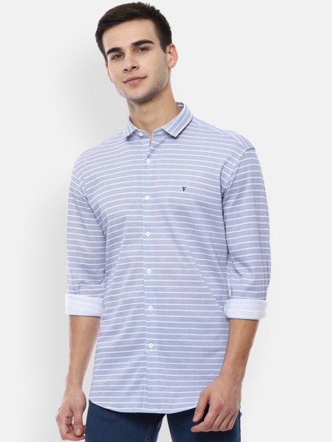 

Van Heusen Sport Men Blue & White Slim Fit Striped Casual Shirt