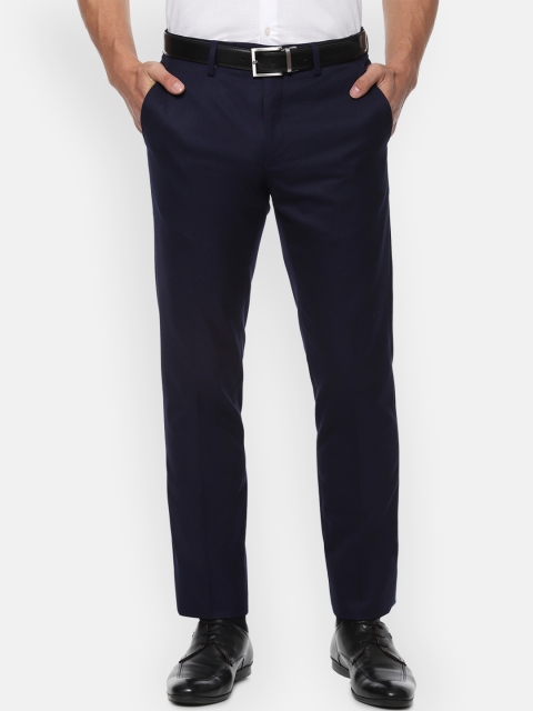

Van Heusen Men Navy Blue Slim Fit Solid Formal Trousers