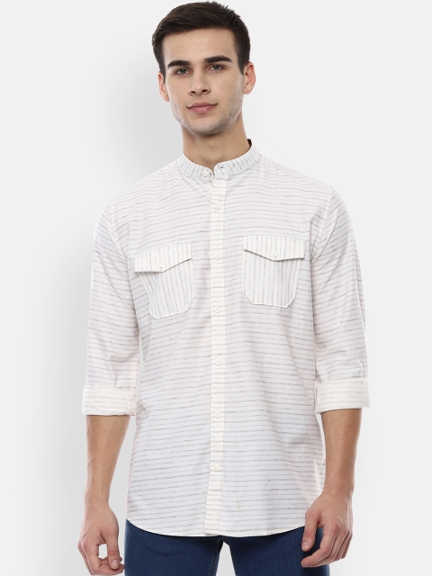 

Van Heusen Sport Men White & Brown Slim Fit Striped Casual Shirt