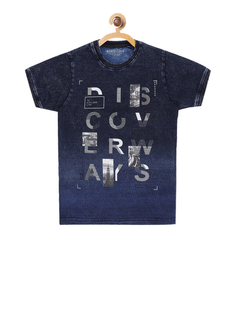 

Monte Carlo Boys Navy Blue Printed Round Neck T-shirt