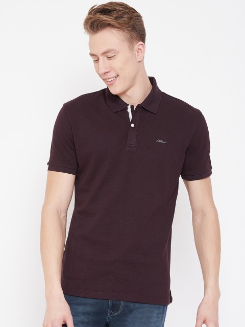 

Octave Men Maroon Solid Polo Collar T-shirt