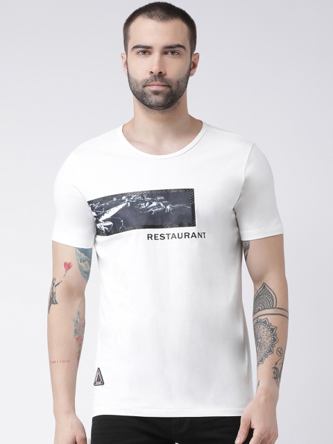 

Rex Straut Jeans Men Off-White Printed Round Neck T-shirt