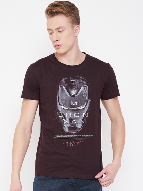 

Octave Men Maroon Iron Man Printed Round Neck T-shirt
