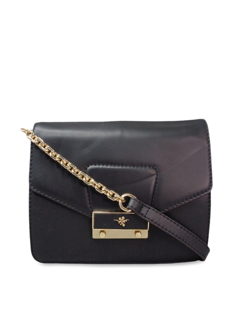 

ILEX Black Solid Leather Sling Bag