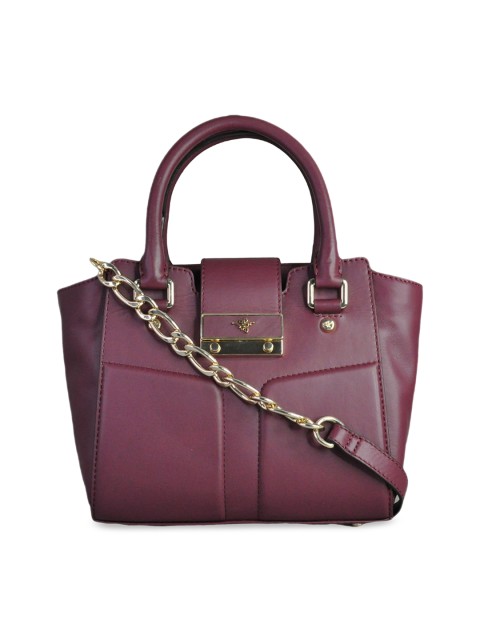 

ILEX Burgundy Solid Leather Handheld Bag