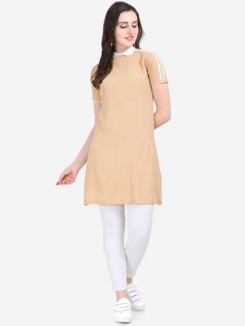

Yuvraah Women Beige & White Solid Tunic