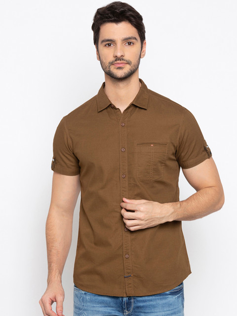 

SPYKAR Men Brown Slim Fit Solid Casual Shirt