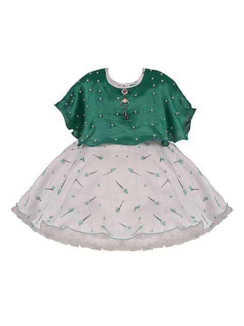 

Wish Karo Girls Green & White Printed Fit and Flare Dress