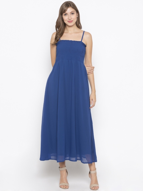 

Iti Women Blue Solid Fit and Flare Dress
