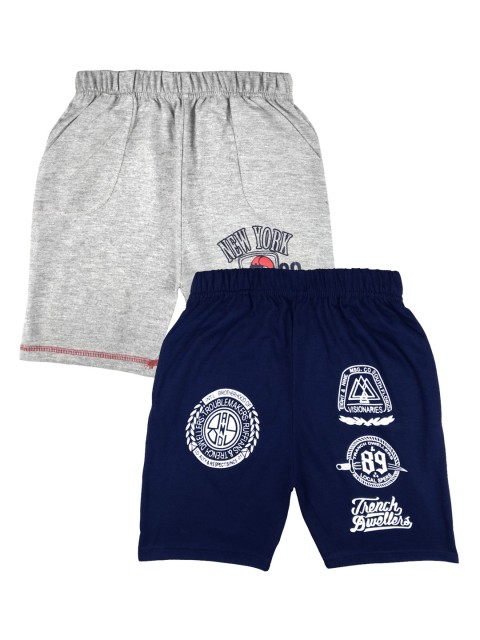 

SWEET ANGEL Girls Set Of 2 Printed Regular Fit Shorts, Grey melange