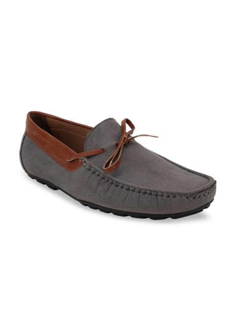 

SCENTRA Men Grey & Brown Colourblocked Suede Loafers