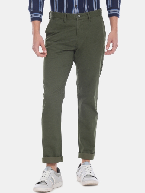 

U.S. Polo Assn. Men Green Slim Fit Solid Regular Trousers