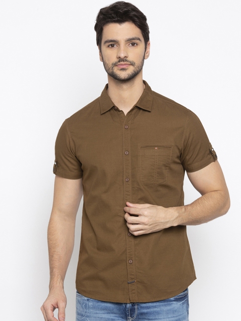 

SPYKAR Men Brown Slim Fit Solid Casual Shirt