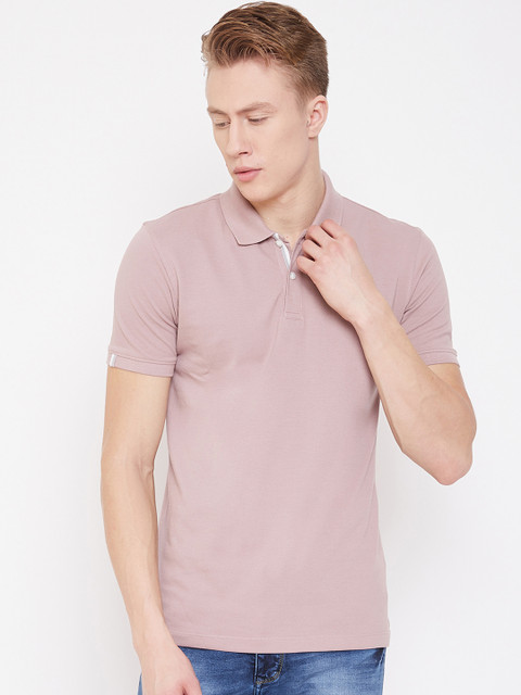 

Octave Men Pink Solid Polo Collar T-shirt