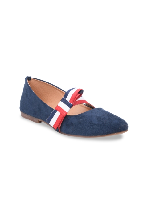 

GNIST Women Navy Blue Solid Suede Ballerinas