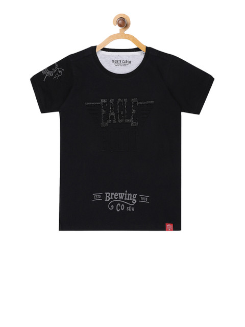 

Monte Carlo Boys Black Printed Round Neck T-shirt