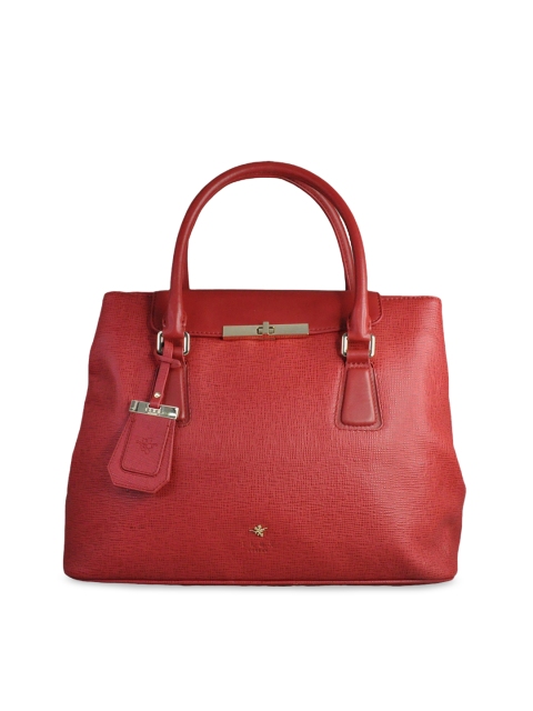 

ILEX Red Textured Leather Handheld Bag