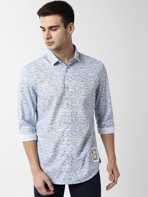 

Peter England Casuals Men Blue & White Slim Fit Printed Casual Shirt
