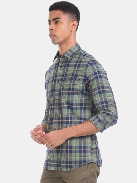 

Arrow Sport Men Green & Blue Slim Fit Checked Casual Shirt
