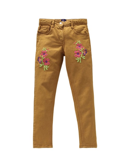 

KiddoPanti Girls Tan Brown Regular Fit Mid-Rise Clean Look Stretchable Jeans