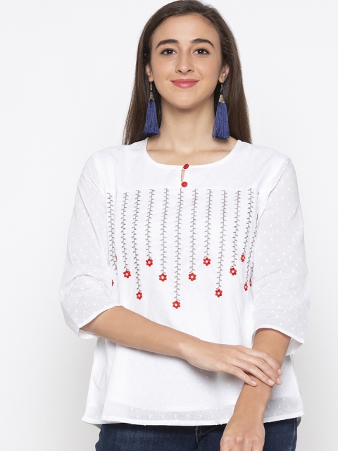 

Globus Women White Printed Pure Cotton Top