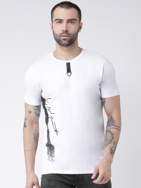 

Rex Straut Jeans Men White & Black Printed Round Neck T-shirt