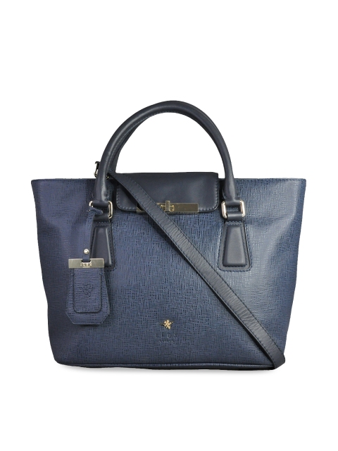 

ILEX Navy Blue Textured Leather Handheld Bag