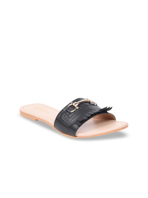 

GNIST Women Black Solid Open Toe Flats