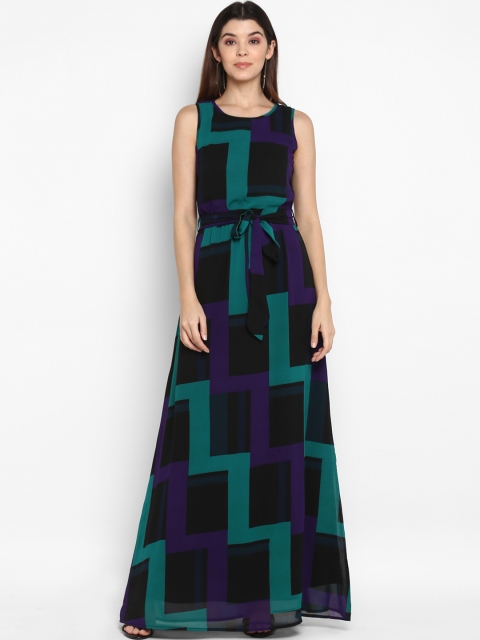 

MIAMINX Women Black & Green Printed Maxi Dress