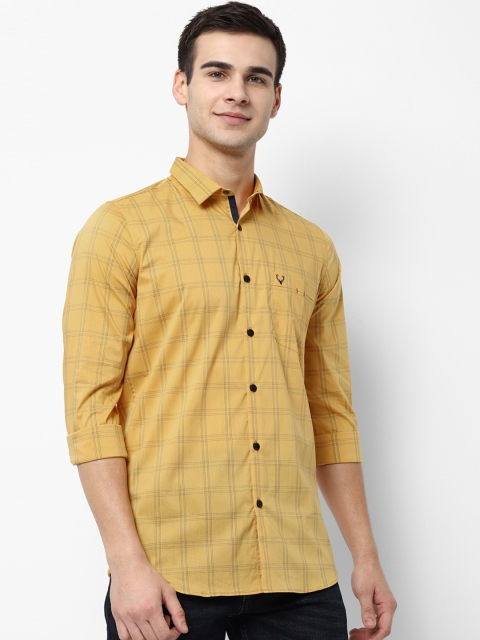 

Allen Solly Men Mustard Yellow Slim Fit Checked Casual Shirt