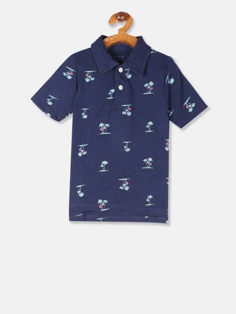 

The Childrens Place Boys Blue Printed Polo Collar T-shirt