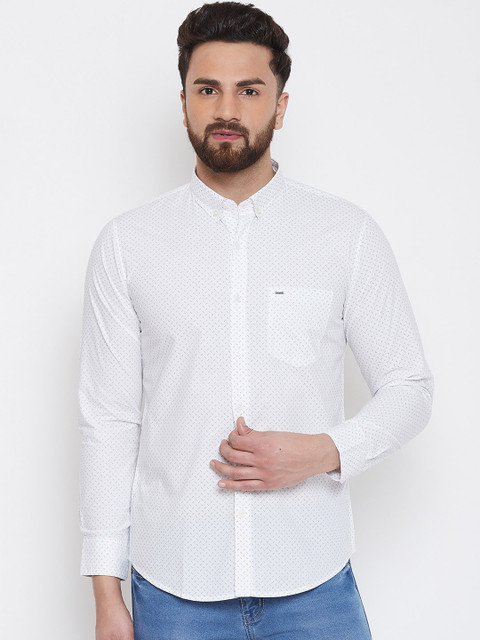 

Okane Men White Slim Fit Solid Casual Shirt