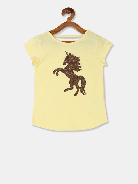 

The Childrens Place Girls Yellow Solid Round Neck T-shirt