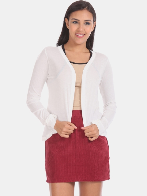 

Sugr Women White Solid Open Front Shrug