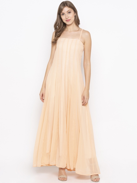 

Iti Women Peach-Coloured Solid Maxi Dress