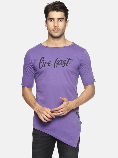 

KULTPRIT Men Purple & Mauve Colourblocked Round Neck Slim Fit T-shirt