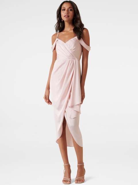 

Forever New Women Pink Solid Wrap Dress