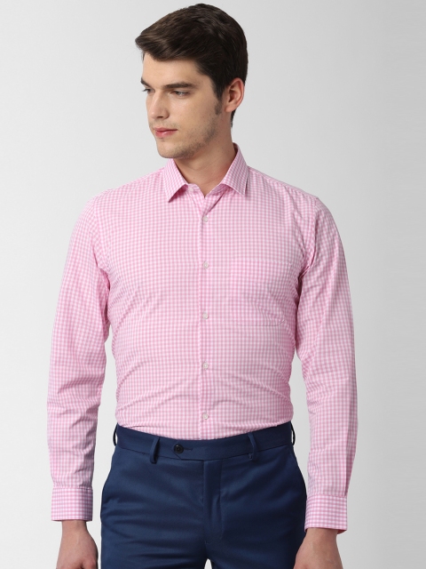 

Peter England Men Pink & White Regular Fit Checked Formal Shirt