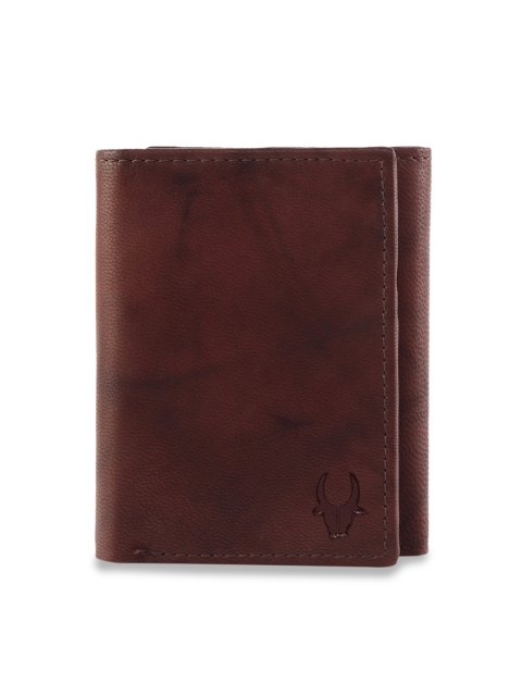 

WildHorn Men Brown RFID Protected Genuine Leather Hand-Stitched Solid Three Fold Wallet