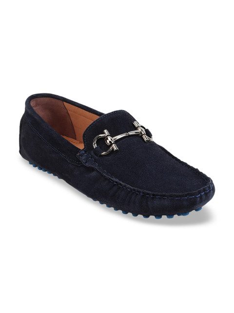 

SCENTRA Men Navy Blue Leather Loafers