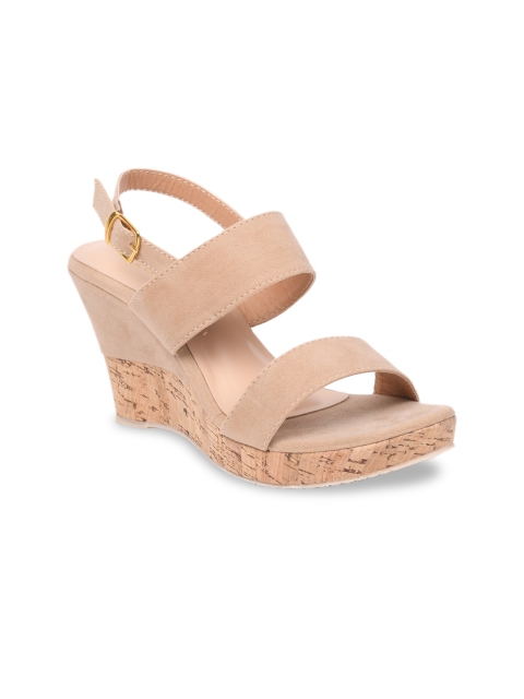 

GNIST Women Beige Solid Suede Wedges