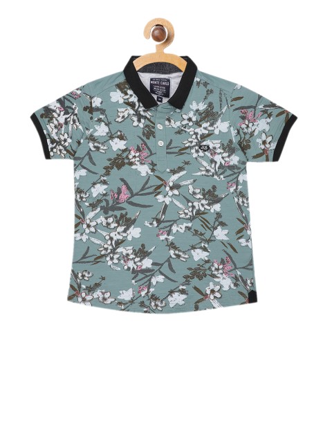 

Monte Carlo Boys Green & White Printed Polo Collar T-shirt