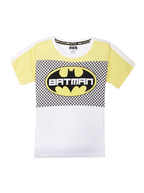 

Kids Ville Boys Yellow & Black Batman Printed Round Neck T-shirt