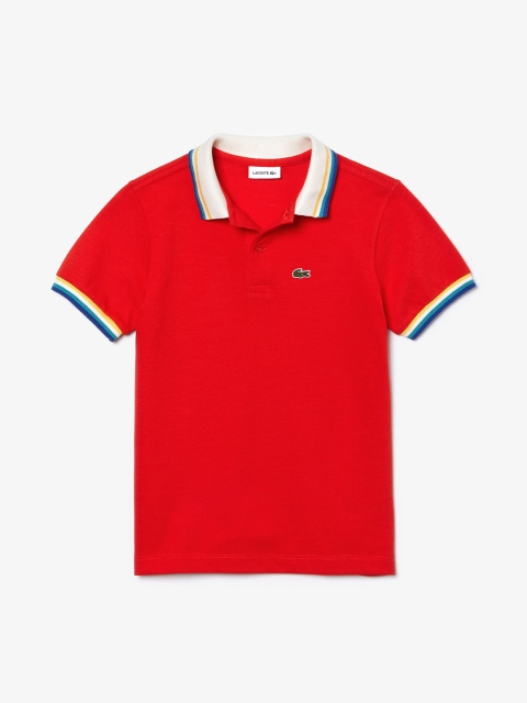 

Lacoste Boys Red Solid Polo