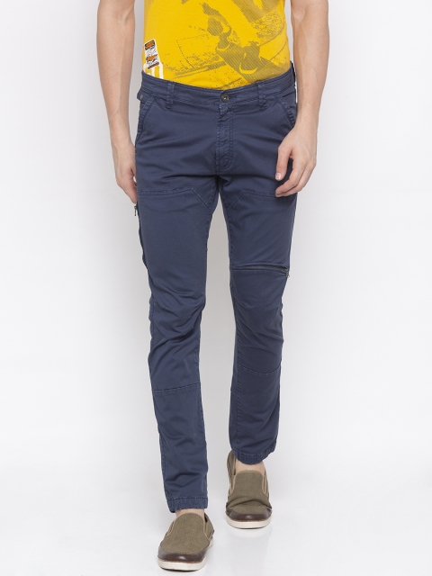 

SPYKAR Men Blue Slim Fit Solid Regular Trousers