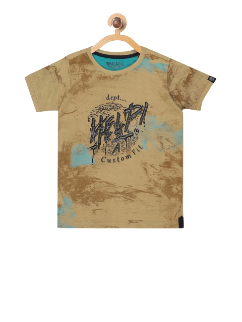 

Monte Carlo Boys Brown Printed Round Neck T-shirt