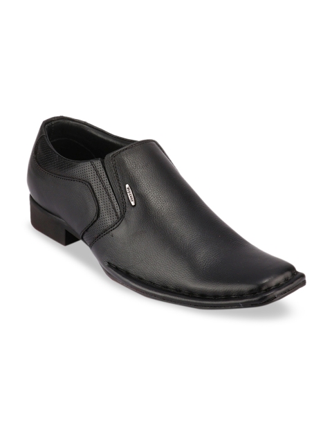 

Red Chief Men Black Solid Leather Formal Slip-Ons